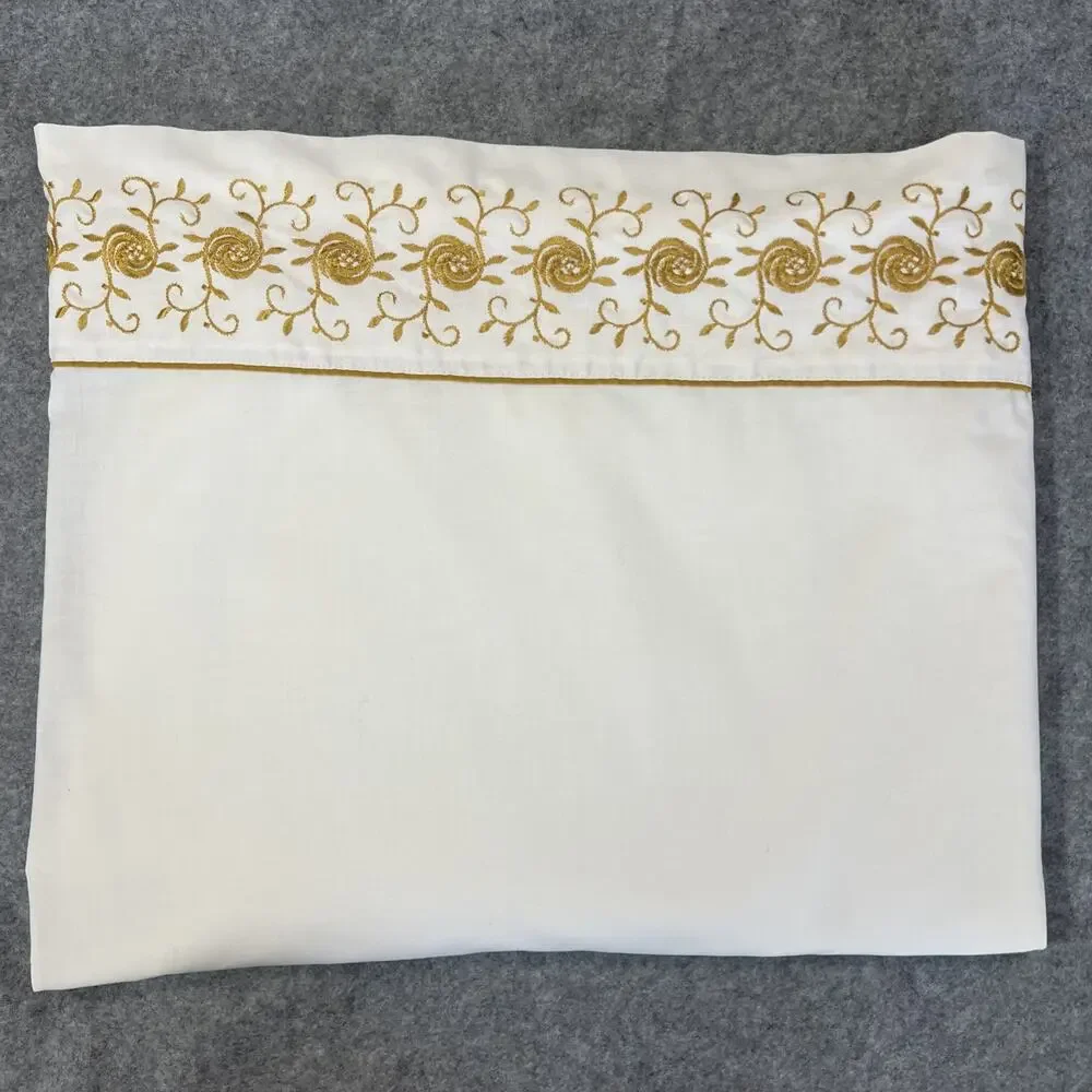 Vtg WAMSUTTA‎ Superlin Standard Twin Flat Sheet No Iron 70s USA Gold White